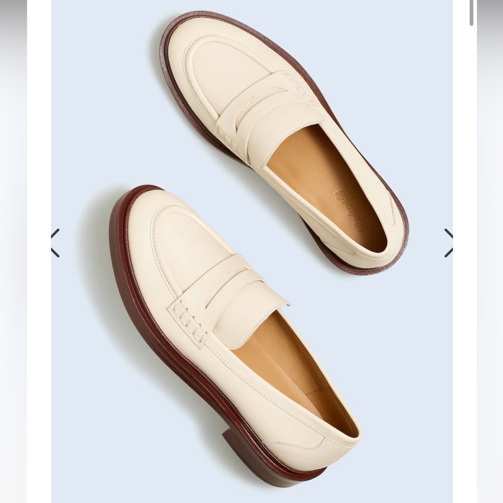 Vernon Ecru Leather Penny Loafers